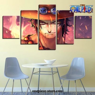 5 Pieces Handsome One Piece Portgas D. Ace Canvas Wall Art
