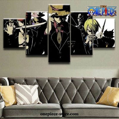 5 Pieces One Piece Black Team Canvas Wall Art