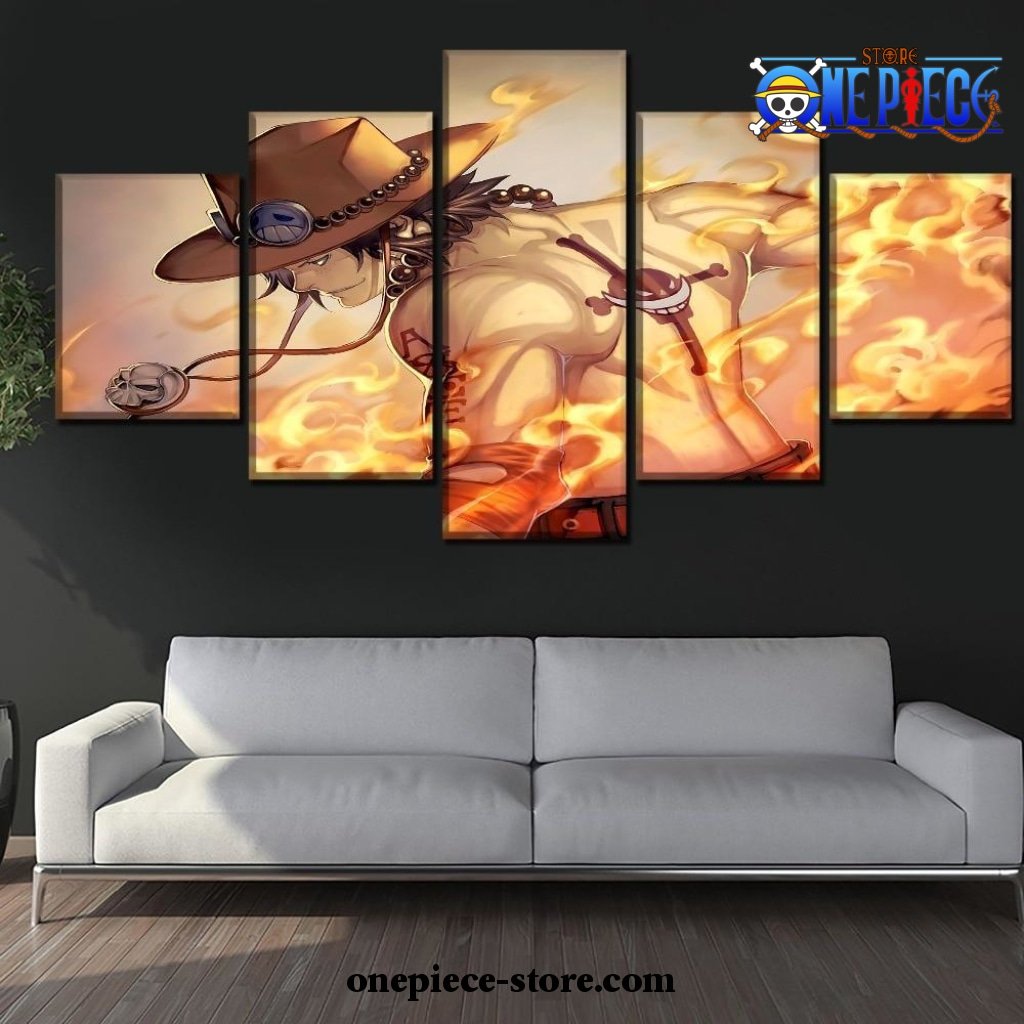 5 Pieces One Piece Portgas D Ace Canvas Wall Art One Piece Store