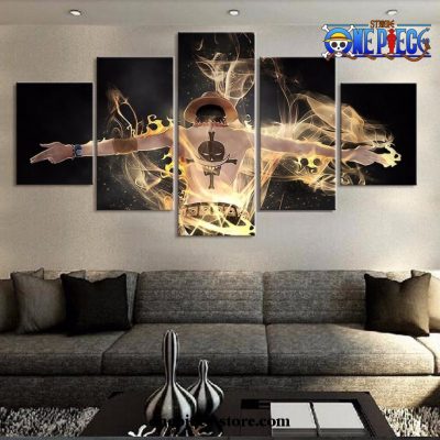 5 Pieces One Piece Portgas D. Ace Fire Canvas Wall Art