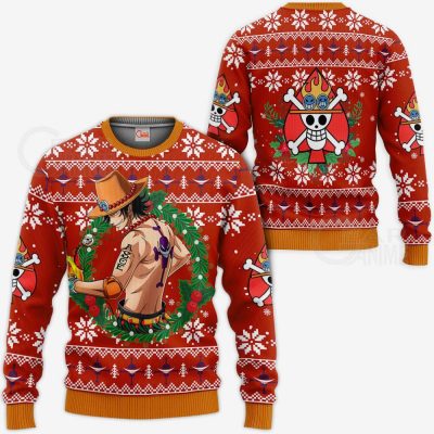 Portgas Ace Ugly Christmas Sweater One Piece Anime Xmas Gift VA10 Sweater / S Official One Piece Merch