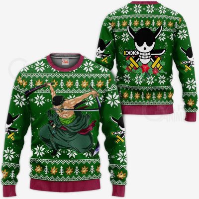 Roronoa Zoro Swords Ugly Christmas Sweater One Piece Anime Xmas Gift VA10 Sweater / S Official One Piece Merch