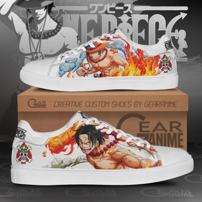 Portgas D Ace Skate Shoes One Piece Custom Anime Shoes Men / US6 Official One Piece Merch