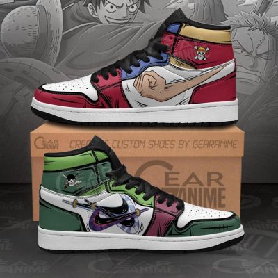 Zoro & Luffy Sneakers Gomu Gomu and Santoryu One Piece Anime Shoes Men / US6.5 Official One Piece Merch