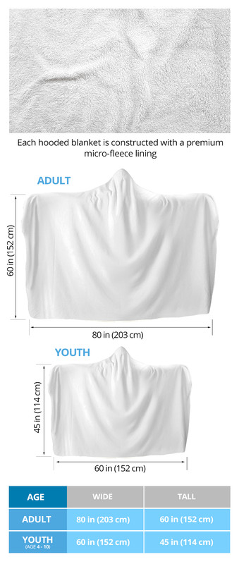 Size chart for Economy hooded blankets - One Piece Store