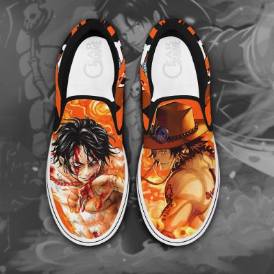 Portgas D Ace Slip On Shoes One Piece Custom Anime Shoes Men / US6 Official One Piece Merch