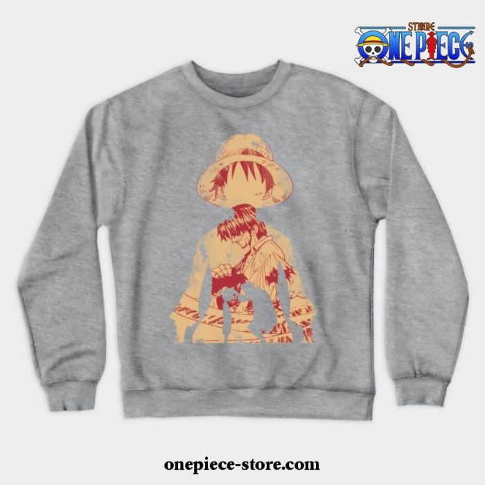 Luffy And Shanks Crewneck Sweatshirt Gray / S