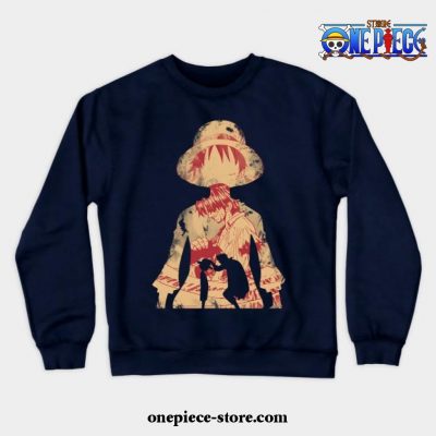 Luffy And Shanks Crewneck Sweatshirt Navy Blue / S