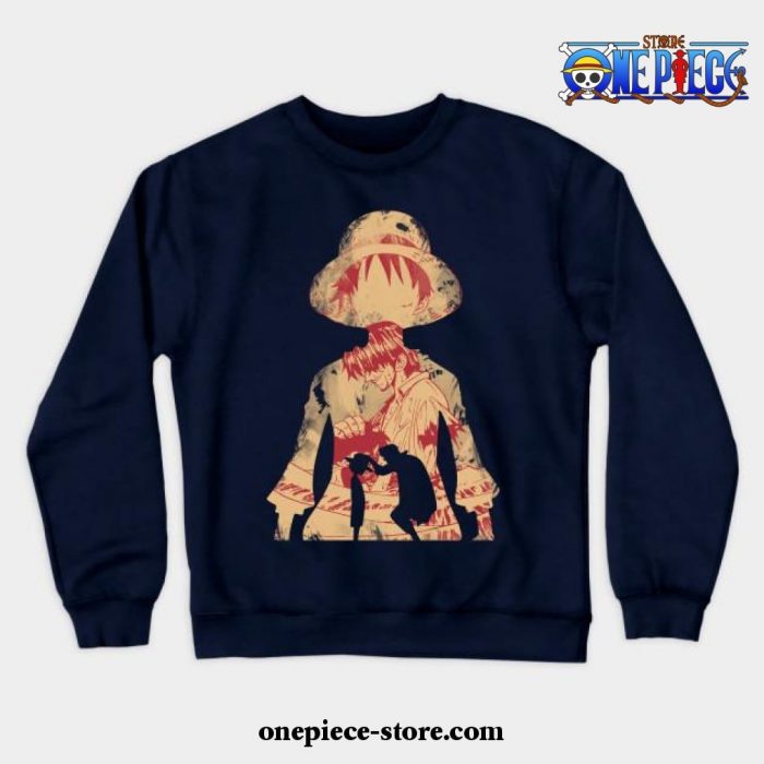 Luffy And Shanks Crewneck Sweatshirt Navy Blue / S