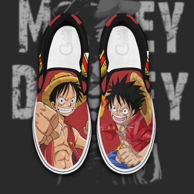 Monkey D Luffy Slip On Shoes One Piece Custom Anime Shoes Men / US6 Official One Piece Merch