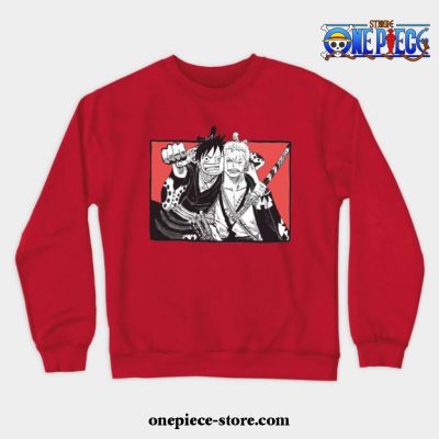Luffy X Zoro Crewneck Sweatshirt Red / S