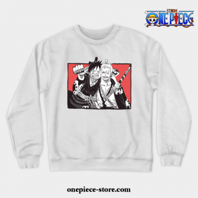 Luffy X Zoro Crewneck Sweatshirt White / S