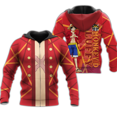Luffy Zip Hoodie Cosplay One Piece Shirt Anime Fan Gift Idea VA06 Adult / S Official One Piece Merch