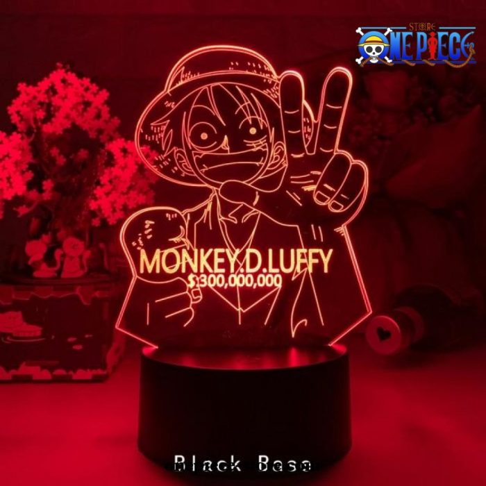 New Pirate Monkey D. Luffy Figure 3D Lamp Black / 16 Color Remote