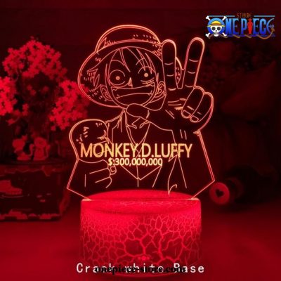 New Pirate Monkey D. Luffy Figure 3D Lamp Crack White / 16 Color Remote