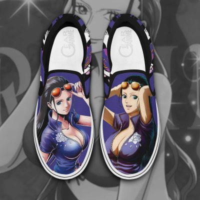 Nico Robin Slip On Shoes One Piece Custom Anime Shoes Men / US6 Official One Piece Merch