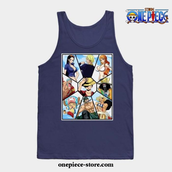 One Piece Anime Straw Hat Pirates Tank Top Navy Blue / S