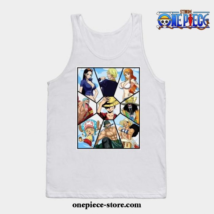 One Piece Anime Straw Hat Pirates Tank Top White / S