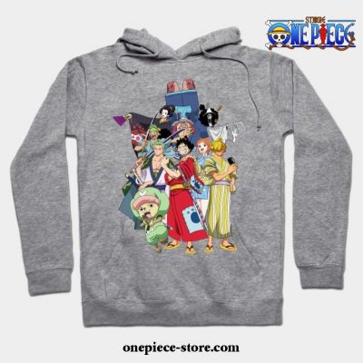 One Piece Anime - Straw Hat Pirates Wano Arc Hoodie Gray / S