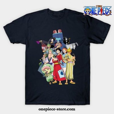 One Piece Anime - Straw Hat Pirates Wano Arc T-Shirt Navy Blue / S