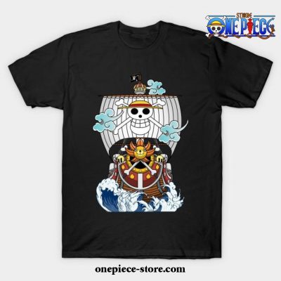One Piece Anime - Thousand Sunny Straw Hate Ship T-Shirt Black / S