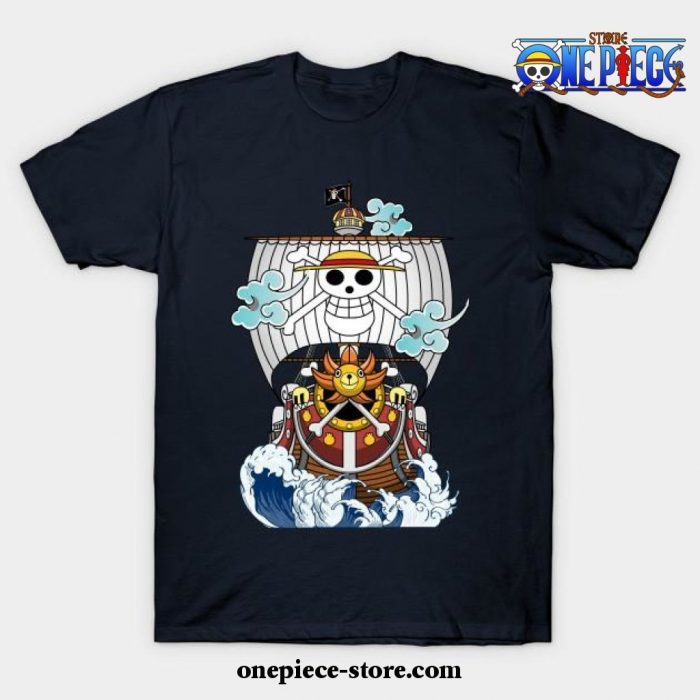 One Piece Anime - Thousand Sunny Straw Hate Ship T-Shirt Navy Blue / S