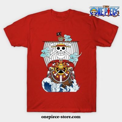 One Piece Anime - Thousand Sunny Straw Hate Ship T-Shirt Red / S