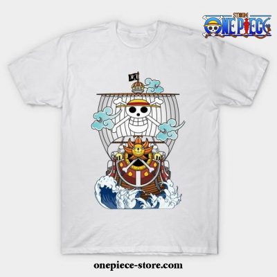 One Piece Anime - Thousand Sunny Straw Hate Ship T-Shirt White / S