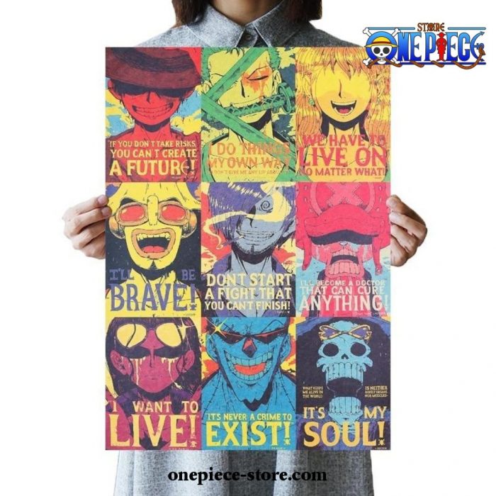 One Piece Characters Retro Kraft Paper Poster Bar Cafe