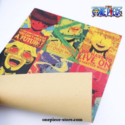 One Piece Characters Retro Kraft Paper Poster Bar Cafe