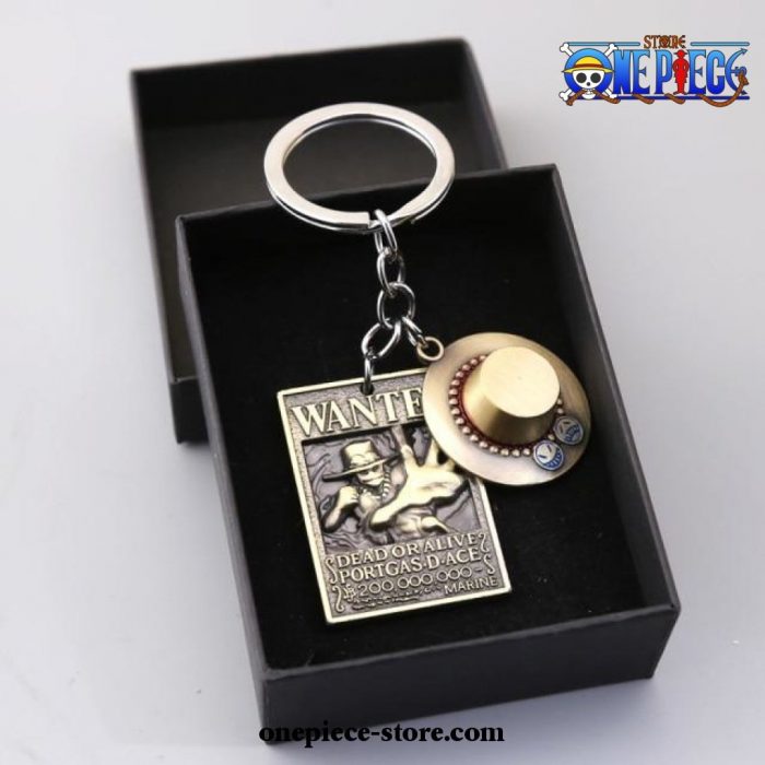 One Piece Keychain - New Wanted Pendant Ace (With Box)