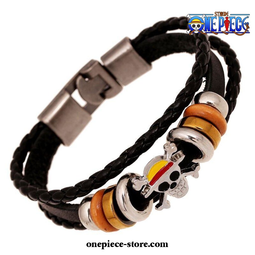 One Piece Luffy Pirate Logo Bracelet Leather One Piece Store