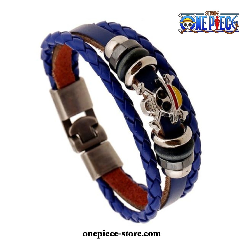 One Piece Bracelet Cuir Logo Luffy Pirate Wristband 