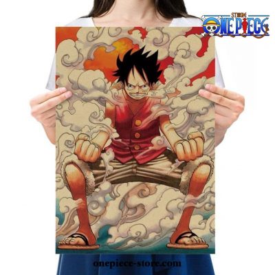 One Piece Luffy Smoke Kraft Paper Poster
