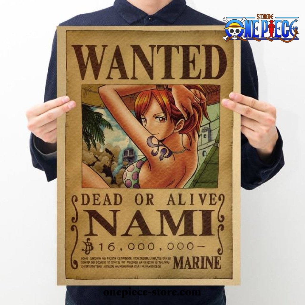 STICKERS AUTOCOLLANT TR.POSTER A4 MANGA ONE PIECE WANTED NAMI DEAD OR ALIVE. 