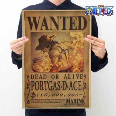 One Piece Portgas D. Ace Wanted Kraft Paper Poster