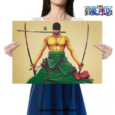 One Piece Roronoa Zoro Three Sword Kraft Paper Poster