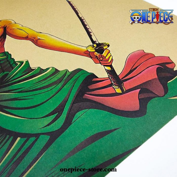 One Piece Roronoa Zoro Three Sword Kraft Paper Poster
