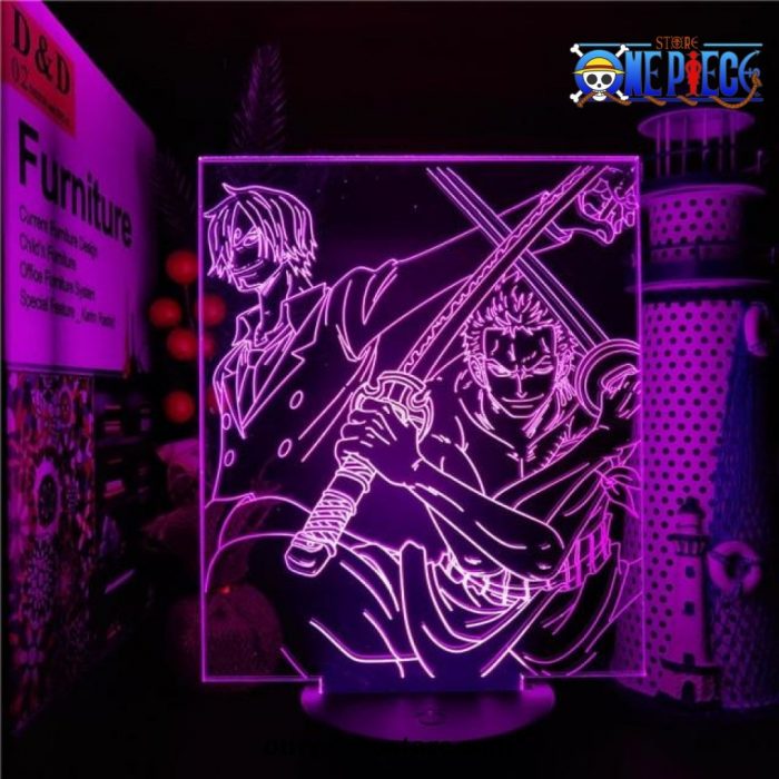 One Piece Sanji + Zoro 3D Led Lamp Black Base / With Remote