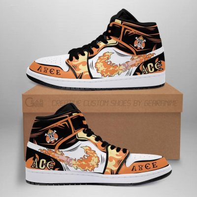 Portgas D. Ace Shoes Boots Fire Fist Skill One Piece Anime Sneakers Men / US6.5 Official One Piece Merch