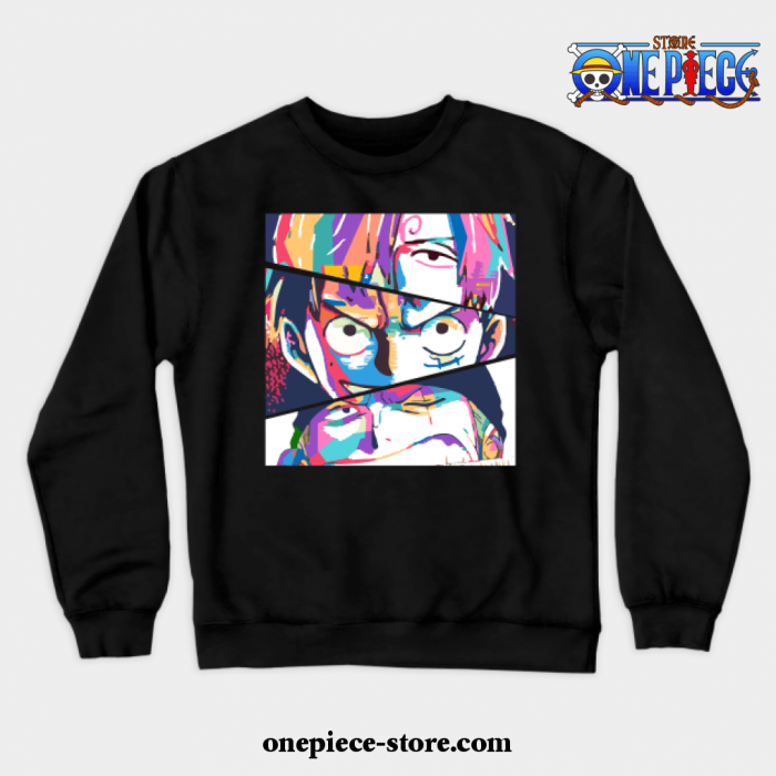 Sanji Luffy Zoro Crewneck Sweatshirt Black / S