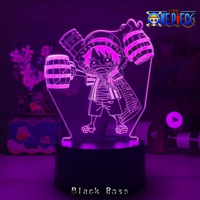 So Cute Monkey D. Luffy Figure 3D Illusion Night Light Led Lamp Black / 16 Color Remote