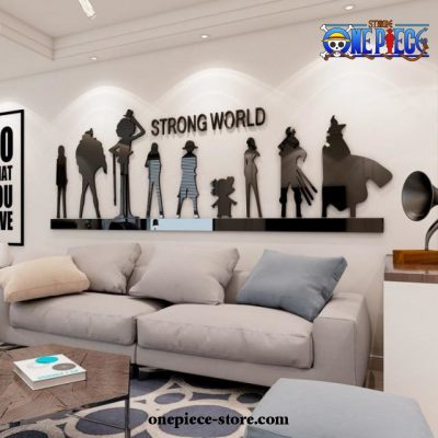 Strong World One Piece 3D Diy Acrylic Crystal Wall Sticker Home Decor Black / 120X43Cm