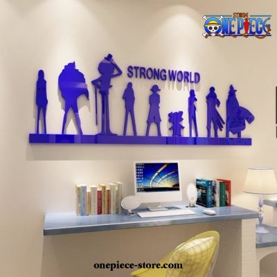 Strong World One Piece 3D Diy Acrylic Crystal Wall Sticker Home Decor Blue / 120X43Cm