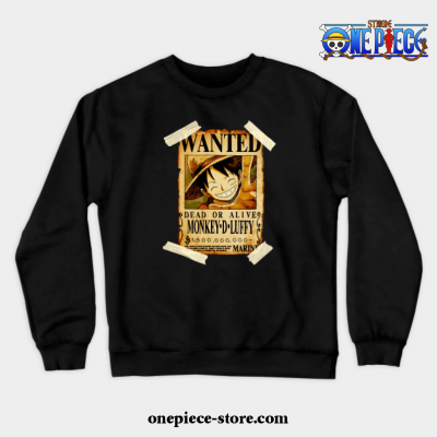 Vintage One Piece Bounty Monkey D Luffy Poster Crewneck Sweatshirt Black / S