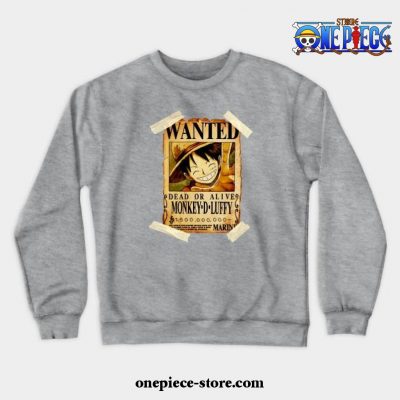 Vintage One Piece Bounty Monkey D Luffy Poster Crewneck Sweatshirt Gray / S