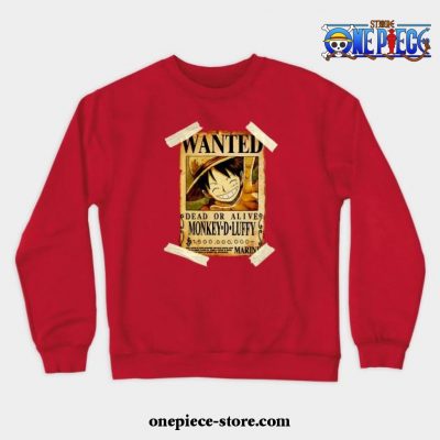 Vintage One Piece Bounty Monkey D Luffy Poster Crewneck Sweatshirt Red / S