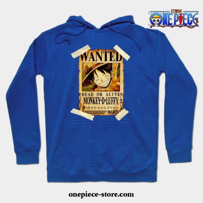 Vintage One Piece Bounty Monkey D Luffy Poster Hoodie Blue / S