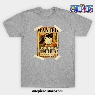 Vintage One Piece Bounty Monkey D Luffy Poster T-Shirt Gray / S
