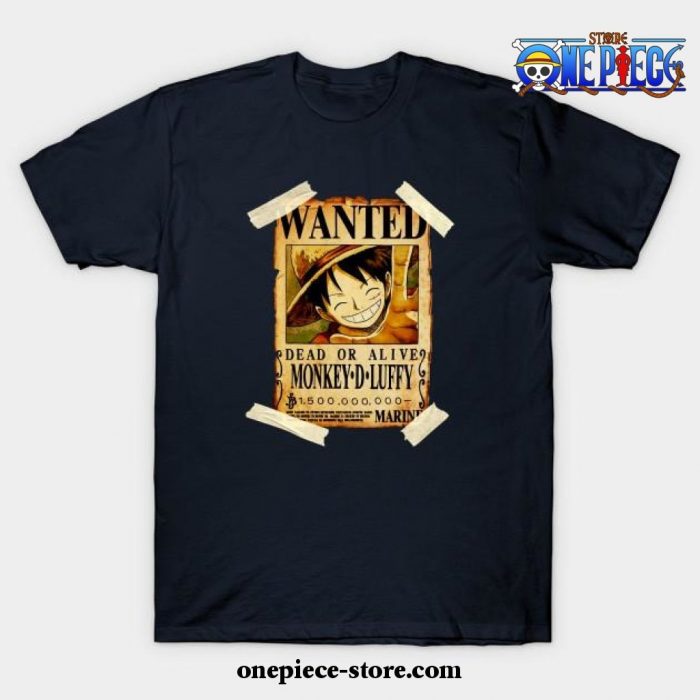 Vintage One Piece Bounty Monkey D Luffy Poster T-Shirt Navy Blue / S